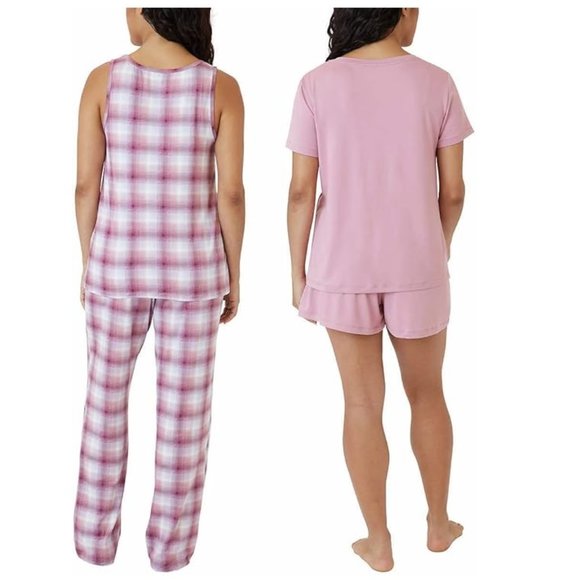 NWT Eddie Bauer Women's 4 Piece Pajama Sleep Set Tea Rose Size S $60 FLI170 - Picture 3 of 5